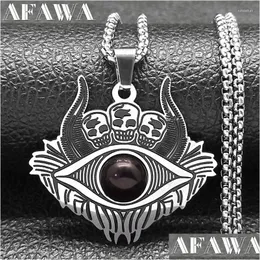 Collane a sospensione Skl Skl Satan Demone Eye Chain Collace per uomini Donne Red Colore in acciaio inossidabile Gioielli con testa di capra retrò N9619S02 DHSWP