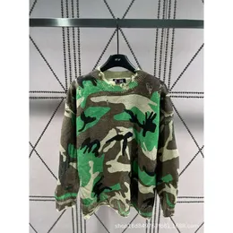 Women's Sweaters Pre Autumn Distressed Camo Fur Edge Knit Pullover Top Versatile Casual Style