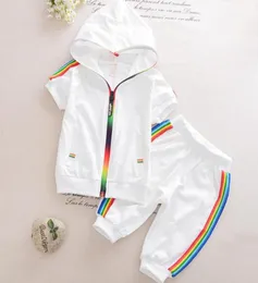 Dzieci Summer Cotton Gratment Baby Boys Candycolored Bluies Krótkie 2 szt. Dzieciowe dzieci z krótkim rękawem TrackSuit2799539