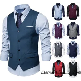 Mäns västar Leisure Vest V Neck Casual Slim Fit Waistcoat Male Clothes Single Breasted Gilet Men Chaleco Homb