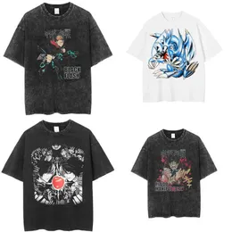 Mens T-shirts Vintage Washed Tshirts For Men Digital Printing Anime Graphic T Shirt Högkvalitativa kvinnor harajuku överdimensionerad tee bomullsgator G230309 SM