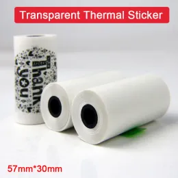 Paper 57x30 Transparent Thermal Sticker Lable Paper Scratch Proof Long Storage For Meow Printer 3 Rolls Per Pack