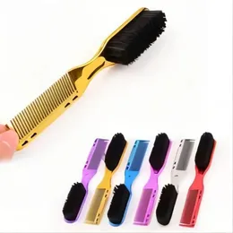 Double-sided Comb Brush Black Small Beard Styling Brush Professional Shave Beard Brush Barber Vintage Carving Cleaning