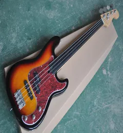 Factory Custom Jazz 4 Strings Electric Bass Guitar z czerwonym żółwia PickguardRosewood Towinboardno FretsProvide dostosowane SE4927301