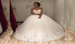 2019 abito da ballo grazioso abito da sposa Vintage Pricness Sweetheart Applicated Lace Long Turchia Arabo Dubai Abito da sposa da sposa su misura 9121053