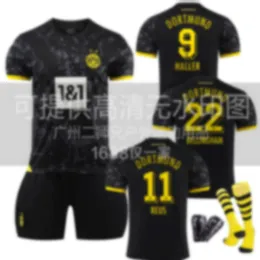 2324 Nya Dortmund Away Black Jersey vuxna barns studentträning kostym sportkläder män och kvinnors fotbollströjor