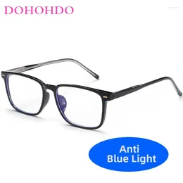 Solglasögon Dohoho 2024 Trending Men Blue Light Blocking Glasses Rectangular TR90 Anti Ray Eyeglasses Women's Transparent Eyewear UV400