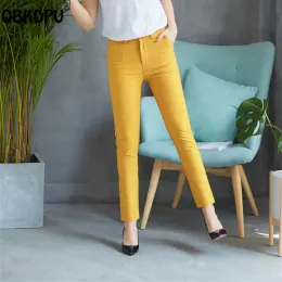 Pants Mother's Stretch Slim Pencil Pants Ankle Candy Color High midja rak Pantalones 2022 Spring Classic Cotton Oversize Capris