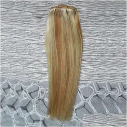 Hair Wefts Malaysian Virgin Straight 27/613 Blonde Weave Bundles 100G 1Pcs Human Extensions Double Weft Drop Delivery Products Dhopt