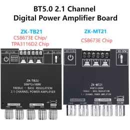 مكبرات الصوت CS8673E/TPA3116D2 Chip Bluetooth 5.0 Amplifier Board ZKTB21/MT21 50WX2+100W 2.1 قناة طاقة الصوت MEDULE DIY MODULE