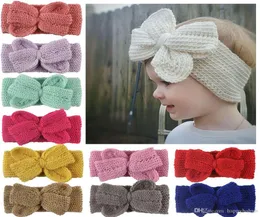 11 color Baby Knitting Wool Win Bows Opaska na głowę Baby Girl Head Bands Dziewczyny Projektantka designerka
