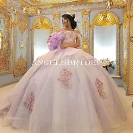 Angelsbridep Light Lavender Lace Up Back Beading Ball Gown Dresses For 15 Years Old Quinceanera 2024 Birthday Formal Party Dress