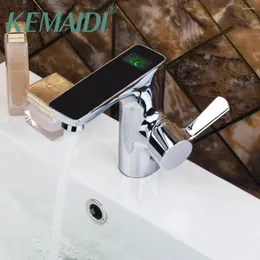 Bad Waschbecken Wasserhähnen Kemaidi Single Griff Basin Digitalanzeige Chrom Brass 97123 Deck Mount Torneira Tap Mixer Faucet