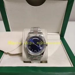 27 Style Automatyczne zegarki z pudełkiem 40 mm autentyczne zdjęcie męskie datę 228239 biały złoto -niebieski rzymski tarcza karbowana ramka 904L stalowa bransoletka 228238 Zegarek mechaniczny