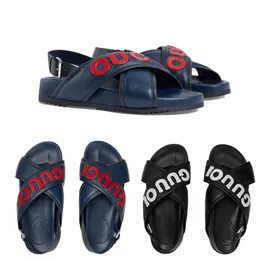 Slides designer Sandaler Casual Luxury Chaussure Designer Sandaler Icke-halk Svartblå tofflor Lätt att rengöra snygga flexibla ensamskor