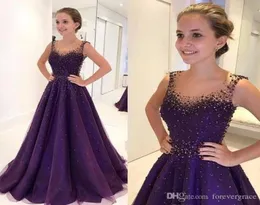 2019 Beaded Purple Evening Dress High Quality A Line Golvlängd Formell Holiday Wear Prom Party Gown Custom Made Plus Size4179051