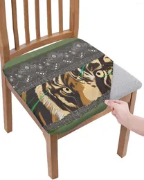 Stuhlabdeckungen Bohemian Tiger Animal Textur Sitzkissen Stretch Dining 2pcs Cover Leckbezüge für das Haus El Bankett Wohnzimmer