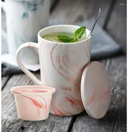 أكواب القدح السيراميك الرخامي مع Infuser و Lid Milk Coffee Cupe Office Office Home Drinkware Tea Gifts
