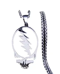 Afawa Grateful Dead Skull Stainless Aço Chain Charclace para Menwomen Silver Color Colares Cadenosas Mujer N4206S034048536