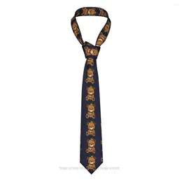 Bow Ties Bright Gold Crown Print Teddy Bear Casual Unisex Neck Tie Shirt Dekoration smal randig smal kravat
