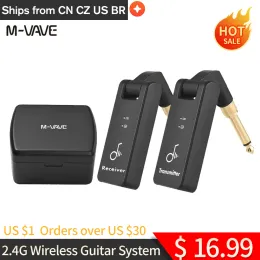 Cables Mvave 2.4G Wireless Guitar System Transmitter Receiver 4 Channels Guitar Wireless Rechargeable Box for guitar accessories WP8