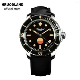 Начатые часы Hruodland Retro 50-Fathoms Watches для мужчин Dive Dive SW200 Движение Автоматическое механическое сапфировое хрустальное керамическое кольцо 200м.