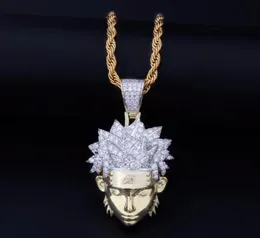 Hip Hop Full AAA CZ Zircon Bling Iced Out Cartoon Uzumaki Pendants Necklace for Men Rapper Jewelry Gold Color Gift 2010149373506