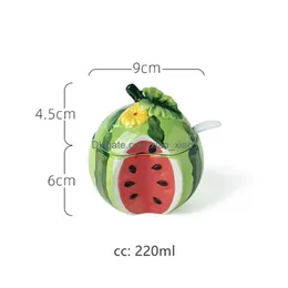 Andere Geschirr kreatives Keramik -Gewürz -Glas -Flaschenküche Dekoration Racks Obst Melonenform Gewürze Lagertank Zuckerschale Wit Dhqer