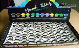 100pcs mixed size 4mm 16 17 18 19 20 fashion mood ring changing colors stainless steel rings with box1513334