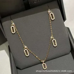 Designer Messikas Jewelry v Gold High Version Messica Full Diamond Five Sliding Necklace Rose Versatile Light Luxury Feng Shui Drip Tassel Pendant Lock