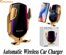 R1 Infrared Sensor Wireless Car Charger Automatic Clamping For iPhone 11 Pro Qi Enable Device Air Vent Phone Holder 10W Fast Charg4603768