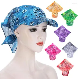 Visors Sommer Frauen Turbanhut gedrucktes Bandana mit Brim Sunhat Square Head Schal Handtuch Baseball Cap Casual Mode Verstellbar
