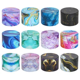 Color Painted Metal Smoking Herb Grinder 4-layer Marble Pattern Multi Design Tobacco Shredder Crusher Hand Grinders 50mm Daimeter