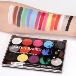 KITS 15 Colore Watersoluble Face Paint Paint Kit dipinto a base d'acqua con vestito per trucco a pennello