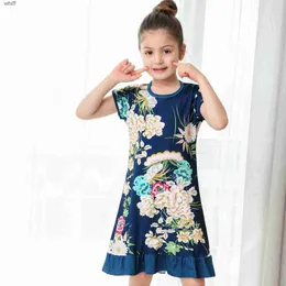 Girl's Dresses Summer Girls short Sleeve princess Dresses Cute Kids printing Party Dresses for Kids girls flower Dress Tops Clothes Q0716 C240413