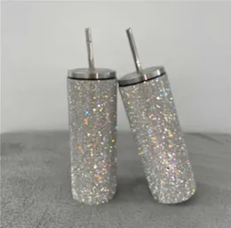 20 unz Bling Diamond Thermos Butelka kawa kawy ze słomy stalową wodę kubki kubek dziewcząt kobiet prezent36567086389337