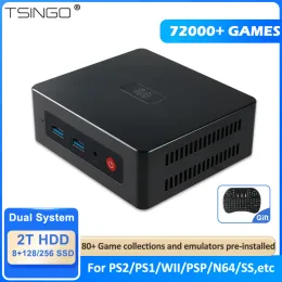 Konsoler Tsingo Retro Super Console GK Mini Win11+Batocera 72000+Games 80+Emulators med 2,4 g/5,8G WIFI 4K Plug and Play för PS2/WII/WIIU