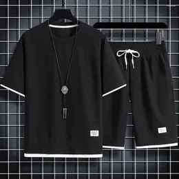 Testros de tracksuits masculinos elegantes da cintura elástica da cintura profundo