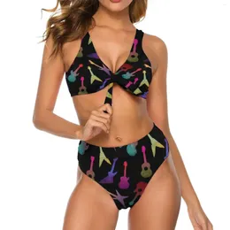 Frauen Badebekleidung Musik Notizen Bikini Badeanzug Gitarren drucken sexy Fantasy -Set Frauen Rave Beach Wear Birthday Geschenk