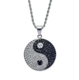 Hip Hop Tai Chi Diamonds Anhänger Halsketten für Männer Frauen Luxus chinesische tai ji Anhänger Edelstahl Yin und Yang Symbole Halsklinik 3811282