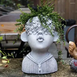 Dekorative Figuren künstlerische Sukkulente Blumentopf Garten Zement Europäische Porträt kreative Persönlichkeit im Freien Innenhof Dekoration