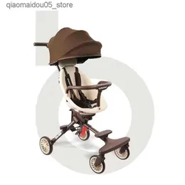 Wózki# Baby Hello V7 Baby Stroller Dwukierunkowy jeden przycisk Zapłączony składany wózek i wózek dla dzieci Q240413