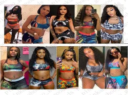 Mulheres roupas de banho de macacão sexy 2 peça biquíni com tanque de tanque de tanque de sutiã e shorts nadando de nadar de tubarão de banho de banho e424019454590