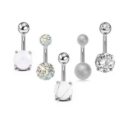 Navel Bell -knappringar 5st/Lot Zircon Belly For Women Girls Rostfritt stål Skivstång Ring Body Piercing Smycken Drop Delivery Dhxto