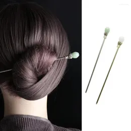 Hair Clips Nicho Design Style Tool Ferramenta de liga vintage imitação jade chinesa garfo girl hairpin women stick stick