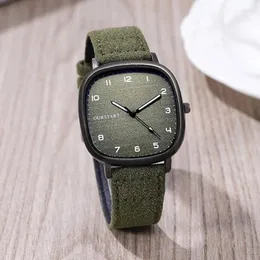 Wristwatches Vintage Square Dial Watches Velvet Leather Belt Wristwatch Brand Quartz Watch Youth Student Casual Men Women Gift Clock