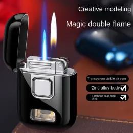 Mini Metal Windproof Cigar Cigarette Gas Lighter Jet Torch Two Types Flames Unusual Lighters Smoking Accessory Gadgets for Men