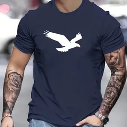 2024 Casual Męski T-shirt Eagle Graphic Graphic Spring Lato Lato Short Sleeve Tops Extra duży rozmiar chłopców TEE 5xl na męską koszulę