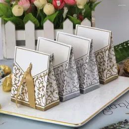 Party -Dekoration 100pcs/Lot Candy Box Golden Silber Wellengeschenke Geschenke Hochzeit Geschenke Tasche Essen mit Bandversorgungen Taschen Taschen