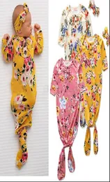 Toddle sovsäckar pannband set blommor blommor anti kickkläder romar nyfödda kort ärm knutna pyjamas set hemkläder sömn2622995